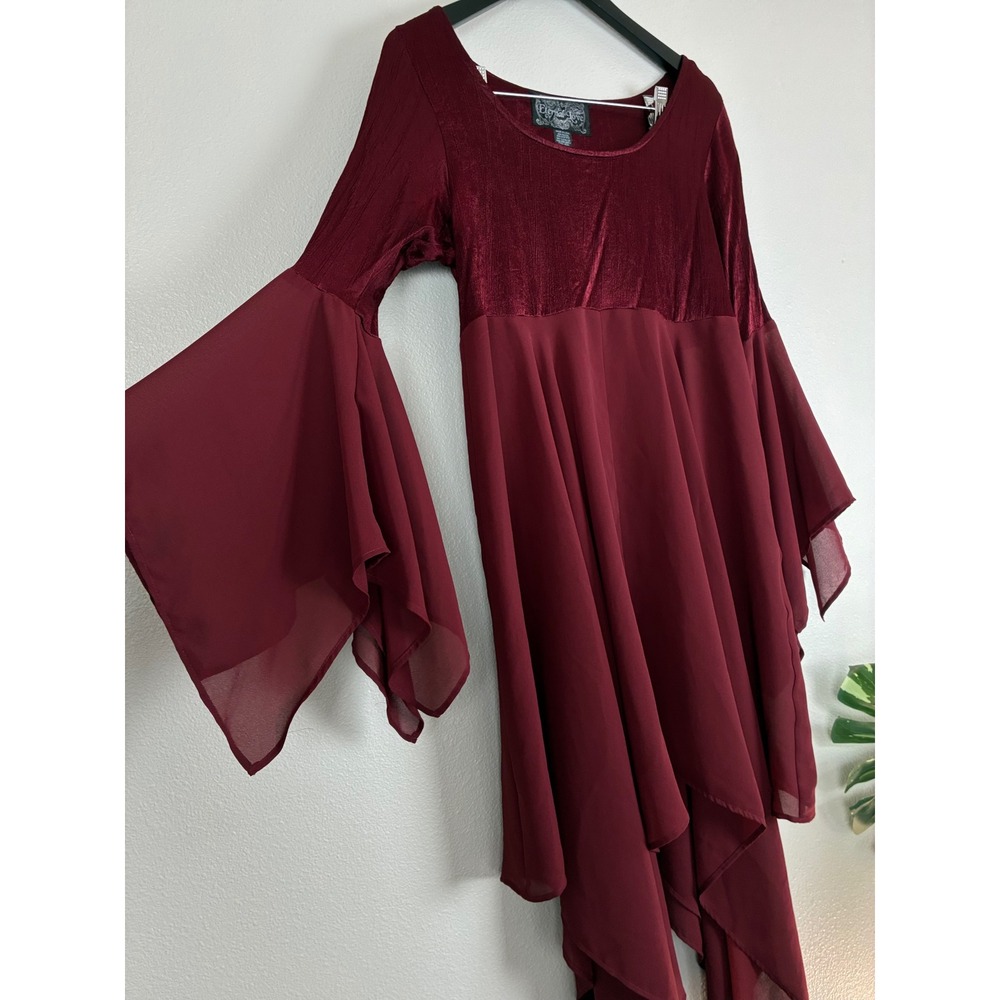 Vtg Eternal Love 90s Corset Tunic Top Burgundy Asymmetric Hem Goth Vamp Core